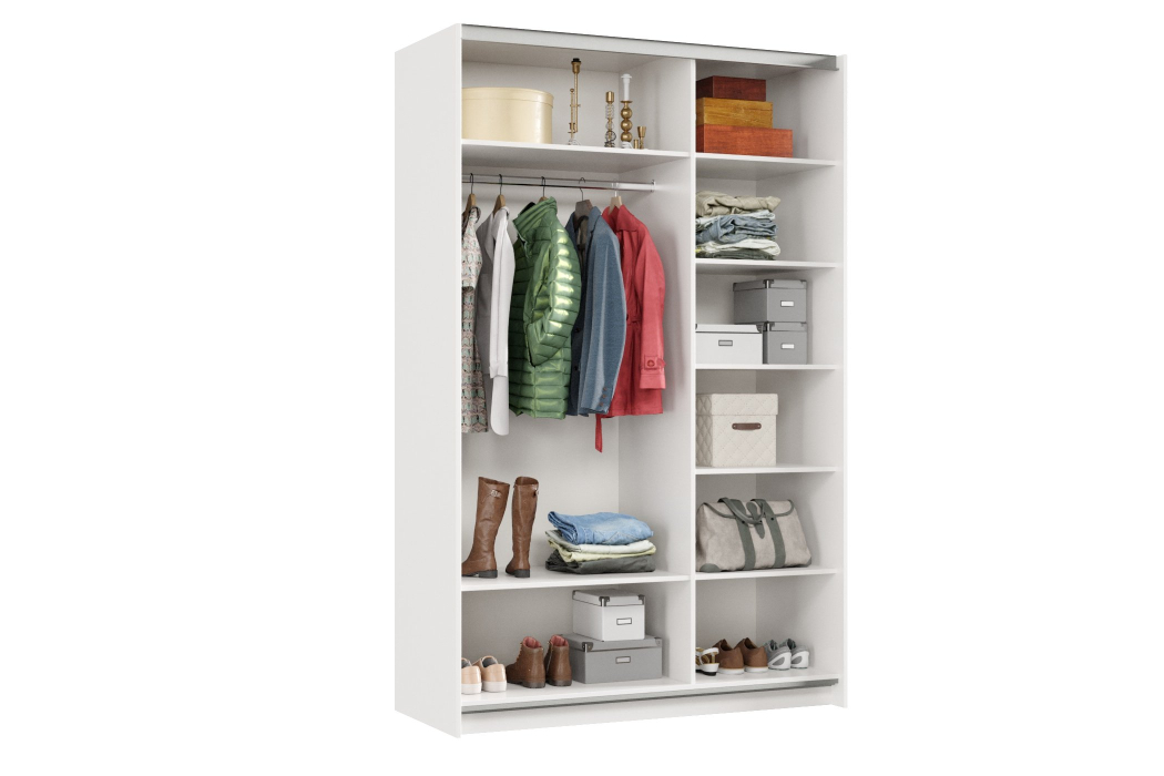 Шкафы-купе 2-х дверные, Шкаф-купе Smart 1422 2х дверный (фасады зеркало) профиль серебро