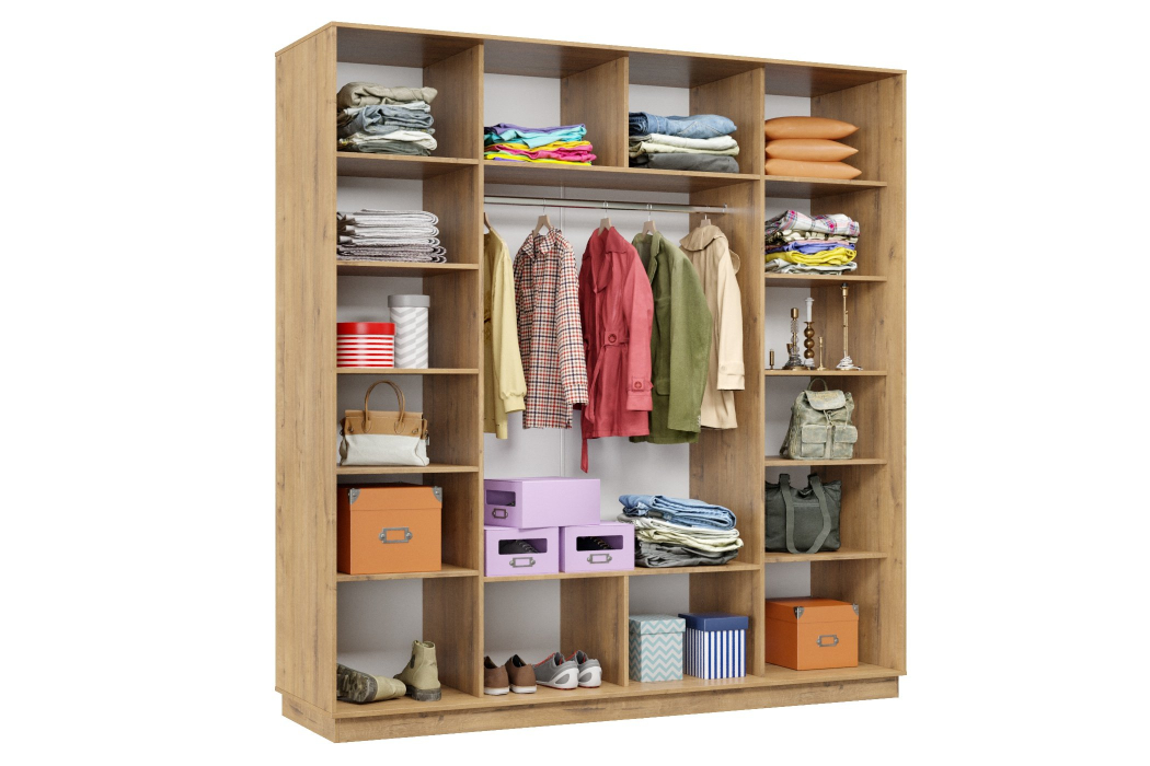 Шкафы-купе 3-х дверные, Шкаф-купе Премьер 34 (01ЗГ;01ЗГ;01ЗГ) фасады зеркало графит/трёхдверный/Профиль чёрный муар