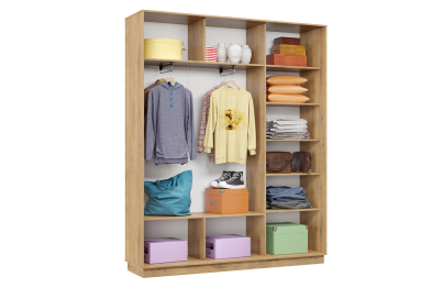 Шкаф-купе Премьер 23  (01РБ;01РБ;01РБ) фасады ромб белый/трёхдверный/Профиль чёрный муар