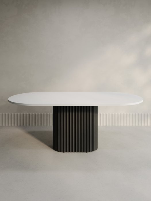 Обеденные столы, Стол овальный обеденный с металлическим черным подстольем 200*90*75