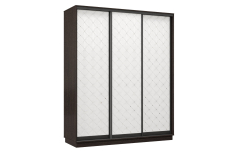 Шкафы-купе 3-х дверные, Шкаф-купе Премьер 21 (01РБ;01РБ;01РБ) фасады ромб белый/трёхдверный/Профиль чёрный муар
