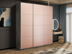 Шкафы-купе 3-х дверные, Шкаф-купе Прайм 3-х дверный Стекла пудра/Доводчики 180х57х230