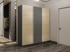 Шкафы-купе 3-х дверные, Шкаф-купе Эста 3-х дверный ДСП/Стекла фисташка/Доводчик 270х66х240