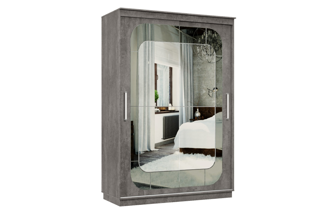 Шкафы-купе 2-х дверные, Шкаф-купе Премьер 10 двухдверный фасады Медиум, вставка графит