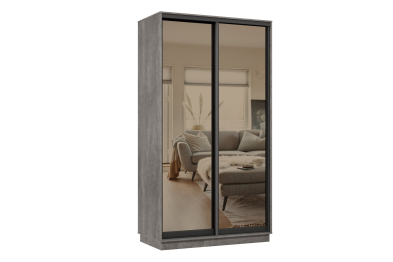 Шкаф-купе Премьер 12 (01ЗБ;01ЗБ) фасады зеркало бронза/двухдверный/Профиль чёрный муар