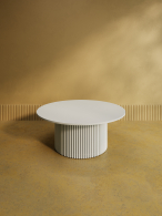 Журнальные столики, Стол круглый журнальный с белым металлическим подстольем GENGLASS TRUBIS Wood 100