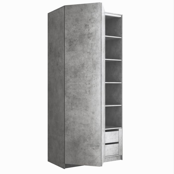 Шкафы распашные, Шкаф складной Е1 Локер ("Гармошка" с системой Push to Move/Левый)101х52,5х220 см, с полками и модулем