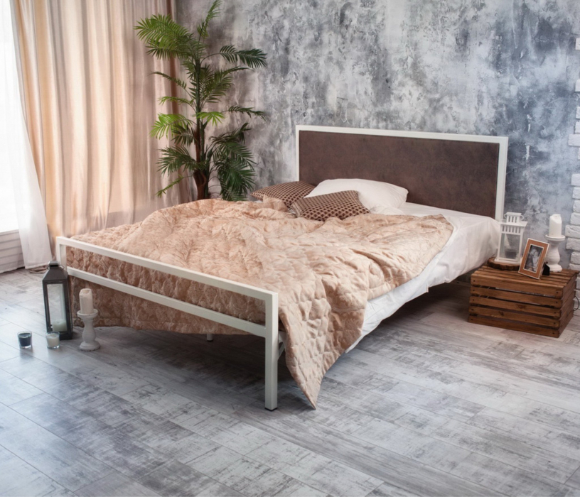 Кровати 140х200, Кровать в стиле лофт Лоренцо 1.4 (Белый)