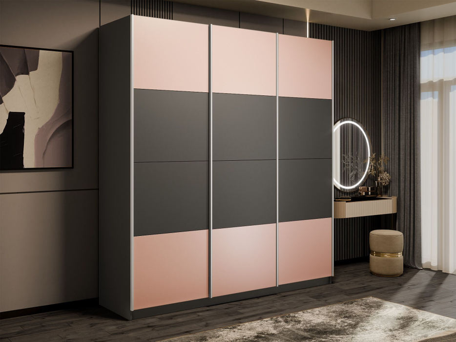 Шкафы-купе 3-х дверные, Шкаф-купе Эста 3-х дверный ДСП/Стекла пудра/Доводчик 240х66х240