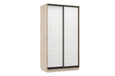 Шкафы-купе 2-х дверные, Шкаф-купе Премьер МИНИ 03 (01РБ;01РБ) фасады ромб белый/двухдверный/Профиль чёрный муар