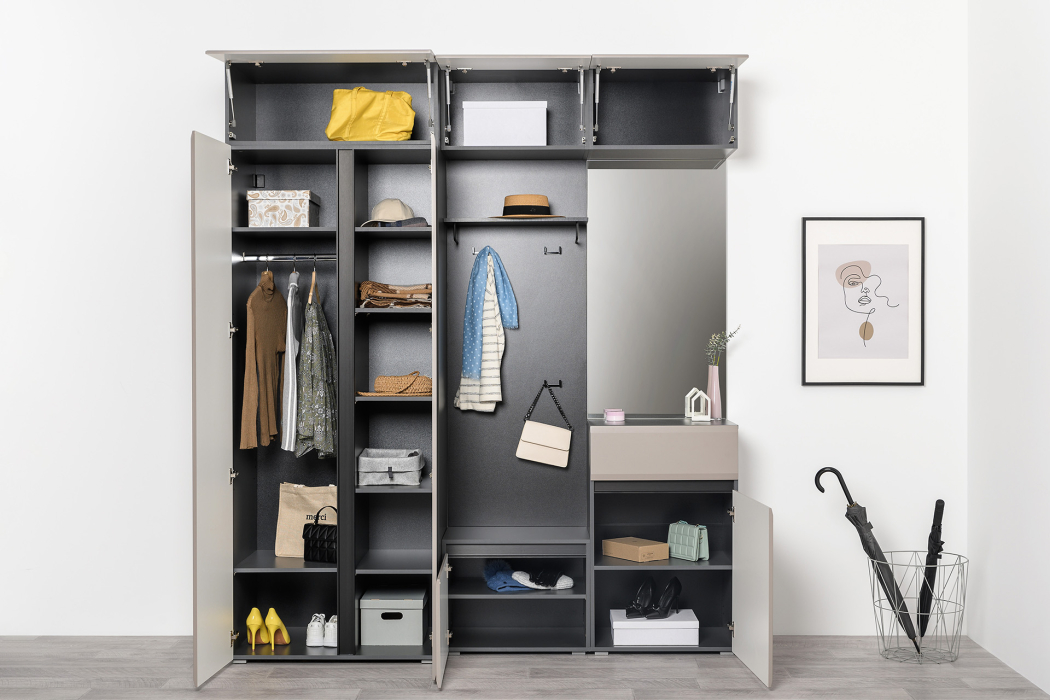 Шкафы распашные, Шкаф антресольный Сидней 16.314.03, антрацит, веллюто капучино