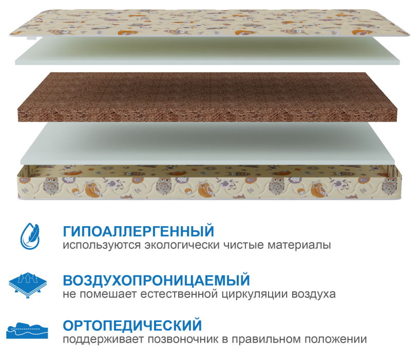 Беспружинные матрасы, Матрас Здоровый сон-Дейл 800х1600