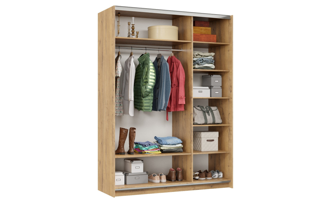 Шкафы-купе 2-х дверные, Шкаф-купе Smart 1622 2х дверный (фасады ЛДСП/зеркало) профиль серебро