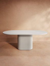 Стол овальный обеденный с металлическим белым подстольем 180*90*75