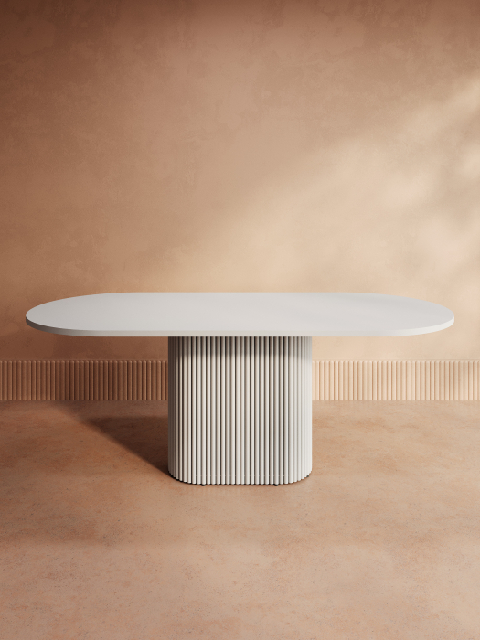 Обеденные столы, Стол овальный обеденный с металлическим белым подстольем 180*90*75