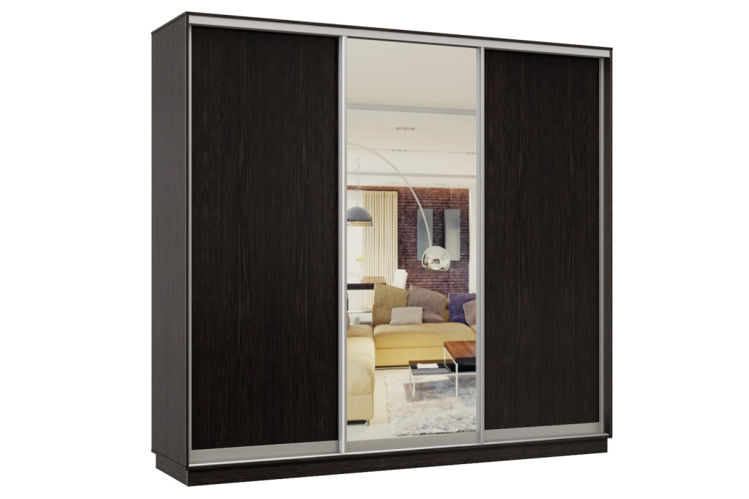 Шкафы-купе 3-х дверные, Шкаф-купе Премьер Лайт 63 (02;01;02) трехдверный