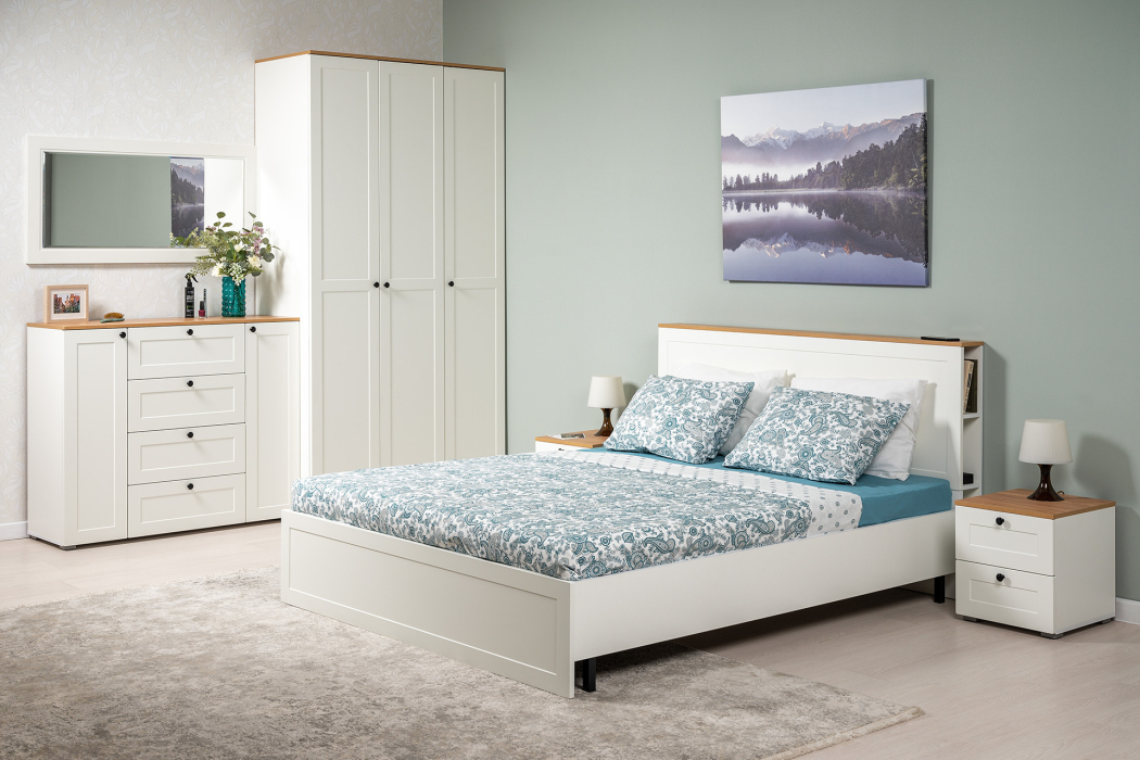 Комоды, Комод Остин 16.221, белая шагрень, дуб золотой крафт