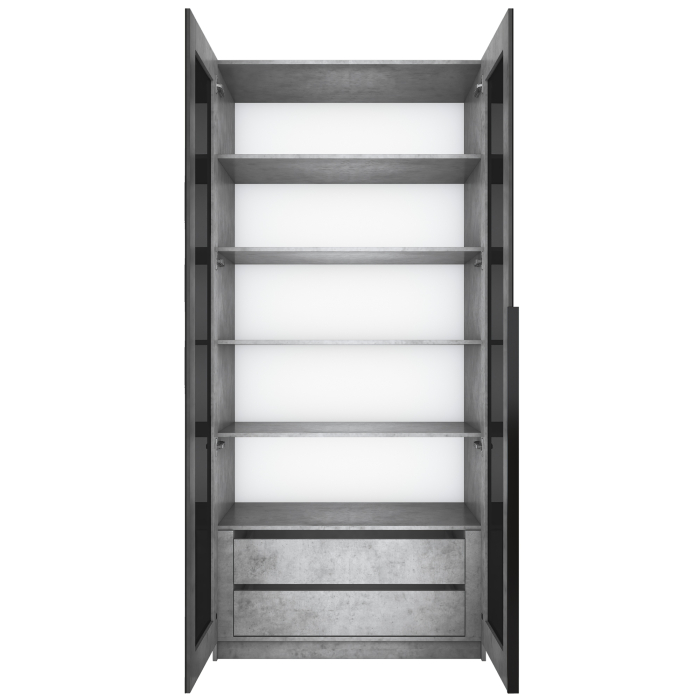 Шкафы распашные, Шкаф распашной Е1 Локер 101x52.5x220 см, с черным стеклом , полками и модулем