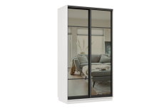 Шкафы-купе 2-х дверные, Шкаф-купе Премьер МИНИ 04 (11ЗГ;11ЗГ) фасады зеркало графит/двухдверный/Профиль чёрный муар