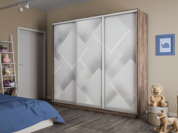 Шкаф-купе Экспресс 3-х дверный Фотопечать Квадрат Стекла 210х60х240