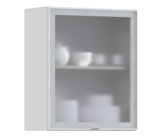 Навесные, Регина РП-60 Полка Белый/Витрина алюминий Белый глянец/стекло Сатин