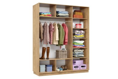 Шкаф-купе Премьер 22 (11ЗГ;11ЗГ;11ЗГ) фасады зеркало графит/трёхдверный/Профиль чёрный муар