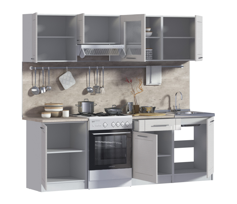 Кухонные гарнитуры, Кухонный гарнитур Натали Белый/МДФ Онденс/МетрополитанR5