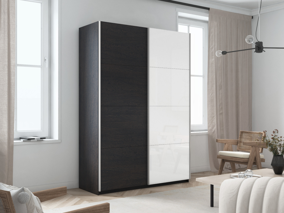 Шкафы-купе 2-х дверные, Шкаф-купе Прайм 2х дверный ДСП/Белый Глянец 120х57х230