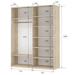 Шкаф-купе Прайм 2-х дверный ДСП/Стекло пудра/Доводчики 120х57х230