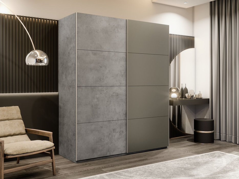 Шкафы-купе 2-х дверные, Шкаф-купе Эста 2-х дверный ДСП/Стекла хаки/Доводчик 200х66х240