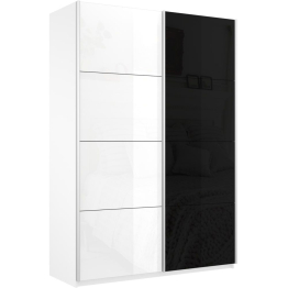 Шкаф-купе Прайм 2х дверный Белый Глянец/Стекло черное 160х57х230