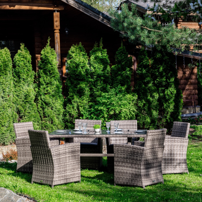 Комплекты мебели, Обеденный комплект FIONA из искусственного ротанга серый