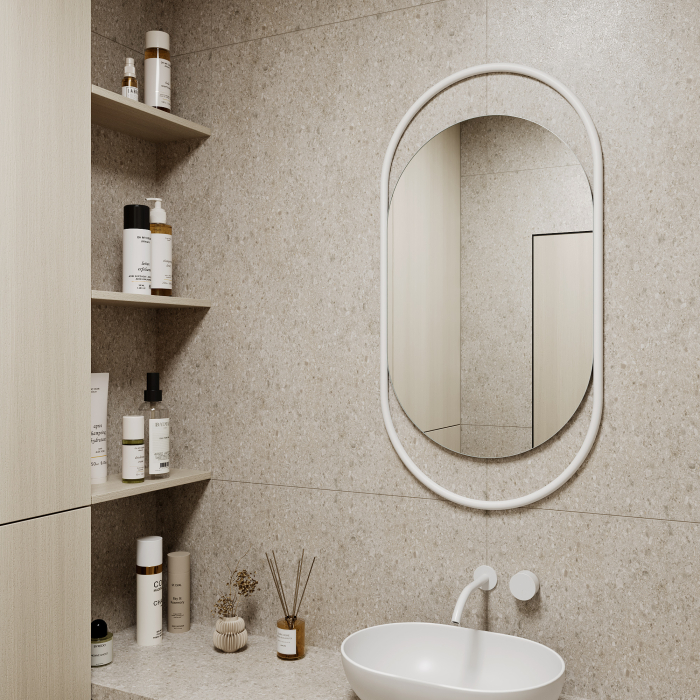 Зеркала в спальню, Дизайнерское настенное зеркало GENGLASS Evelix S в металлической раме