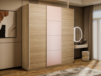 Шкаф-купе Прайм 3-х дверный Стекла пудра/ДСП/Доводчики 180х57х230