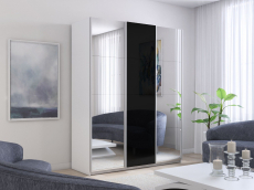 Шкафы-купе 3-х дверные, Шкаф-купе Прайм 3-х дверный Зеркала/Стекло черное/Доводчики 180х57х230