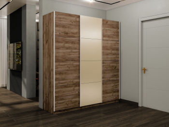 Шкаф-купе Прайм Широкий 3-х дверный ДСП/Стекла фисташка/Доводчики 240х57х230