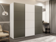 Шкафы-купе 3-х дверные, Шкаф-купе Эста 3-х дверный ДСП/Стекла хаки/Доводчик 240х66х240
