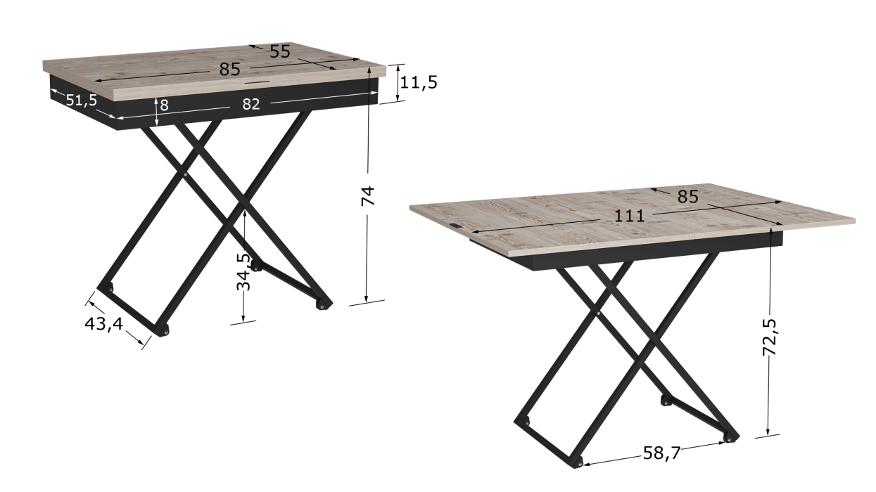 Журнальные столики на колесах, Стол трансформер  Андрэ Loft 