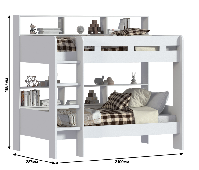 Для подростков, GAIUS СБ-2971 Кровать двухъярусная с основанием и двумя беспружинными матрасами