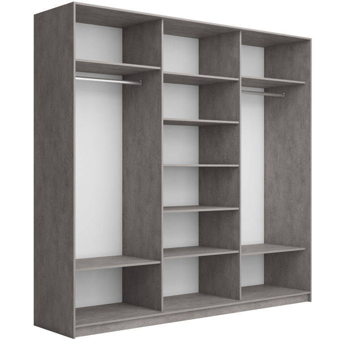 Шкафы-купе 3-х дверные, Шкаф-купе Прайм Широкий 3-х дверный Стекла пудра/ДСП/Доводчики 240х57х230