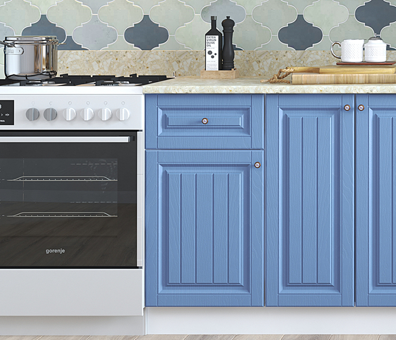 Кухонные гарнитуры, Кухня Хозяюшка 1,5 м Акация белая/Деним МДФ