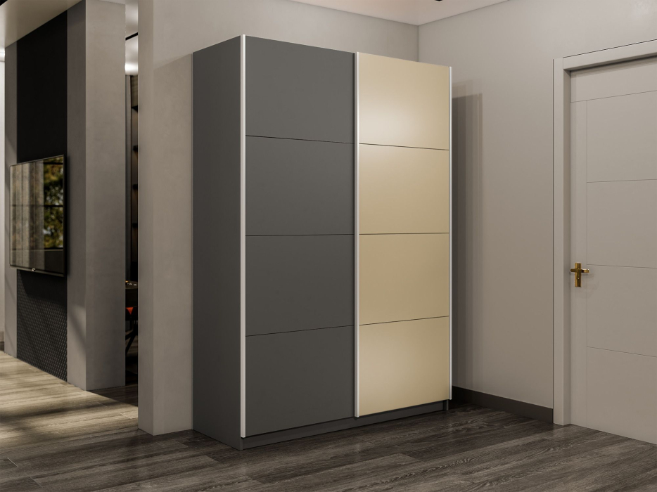 Шкафы-купе 2-х дверные, Шкаф-купе Прайм 2-х дверный ДСП/Стекло фисташка/Доводчики 140х57х230