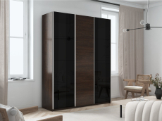 Шкафы-купе 3-х дверные, Шкаф-купе Прайм 3-х дверный Стекла черные/ДСП/Доводчики 180х57х230