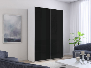 Шкаф-купе Прайм 2-х дверный Стекла черные/Доводчики 140х57х230