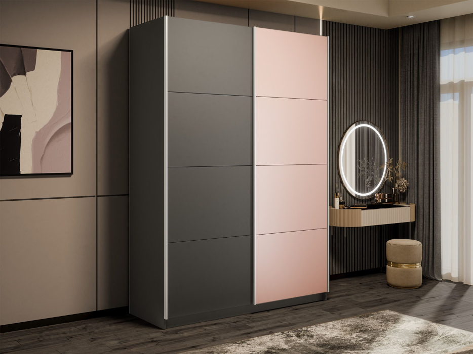 Шкафы-купе 2-х дверные, Шкаф-купе Прайм 2-х дверный ДСП/Стекло пудра/Доводчики 120х57х230