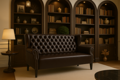 Диван Мадрид с каретной стяжкой 150 см в искусственной замше MUSK