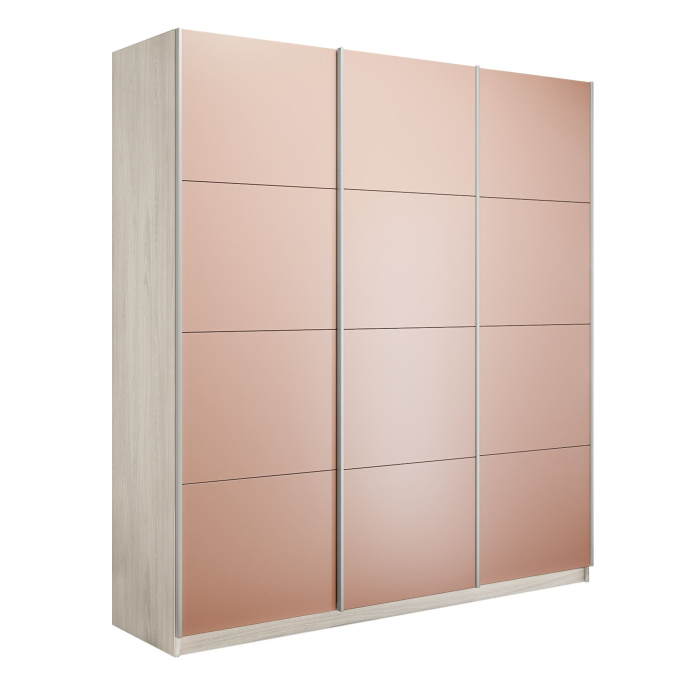 Шкафы-купе 3-х дверные, Шкаф-купе Прайм 3-х дверный Стекла пудра/Доводчики 180х57х230