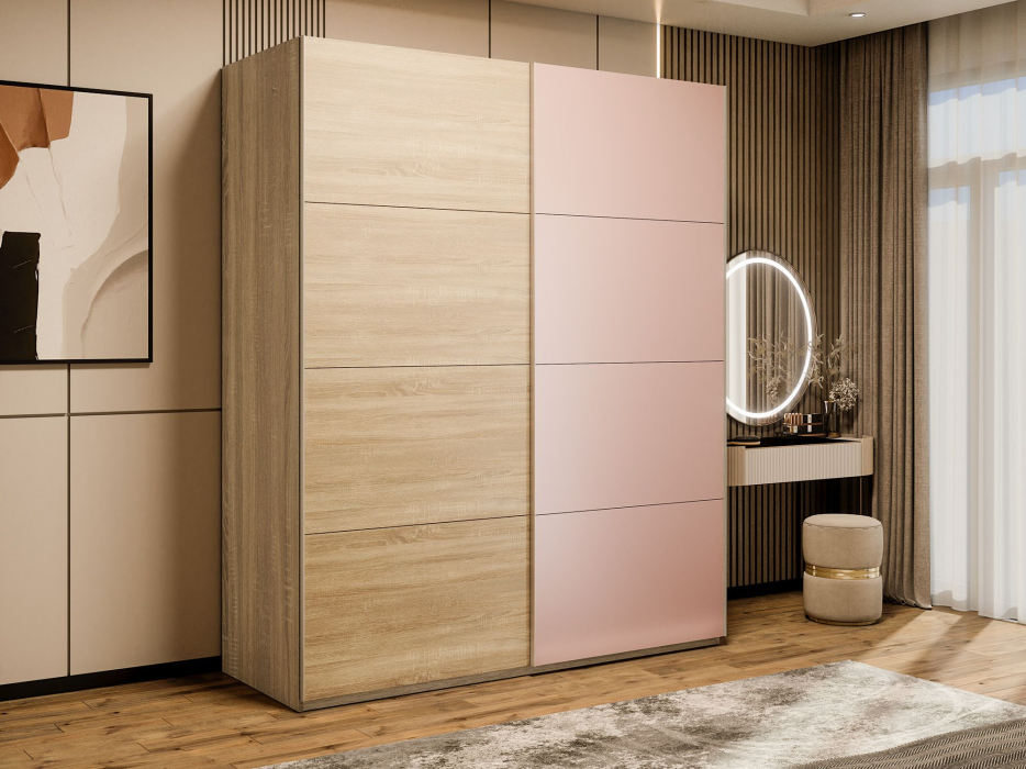 Шкафы-купе 2-х дверные, Шкаф-купе Эста 2-х дверный ДСП/Стекла пудра/Доводчик 200х66х240