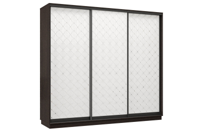 Шкаф-купе Премьер 35 (01РБ;01РБ;01РБ) фасады ромб белый/трёхдверный/Профиль чёрный муар