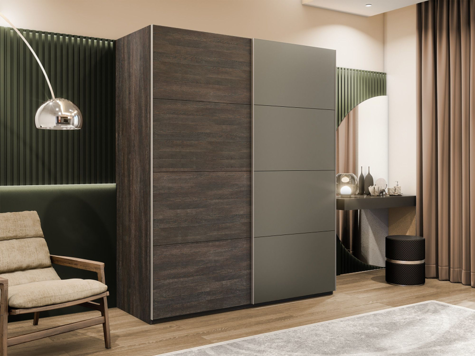 Шкафы-купе 2-х дверные, Шкаф-купе Эста 2-х дверный ДСП/Стекла хаки/Доводчик 200х66х240